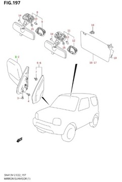 SUZUKI JIMNY 05-16 - ZRCÁTKO PRAVÉ ZJ3
