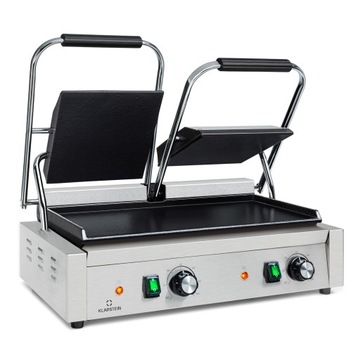 Grill kontaktowy, grill panini, 2 x 1800 W, żeliwo