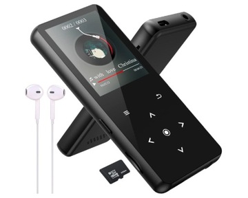 ODTWARZACZ MP3 DOTYKOWY BLUETOOTH FM BUDZIK CZARNY + KARTA 32GB