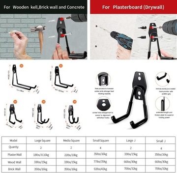 14 настенных крючков для гаража, больших размеров.