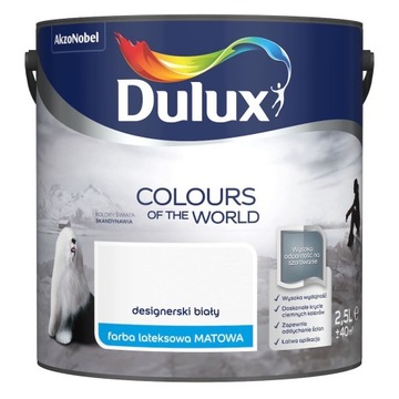 Dulux Kolory Świata farba lateksowa Designerski Biały 2,5l