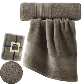 Zestaw 2 ręczników frotte 50x90 cm i 70x140cm SOLID 500g bawełna kawa