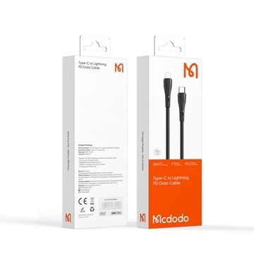 MCDODO КОРОТКИЙ КАБЕЛЬ LIGHTNING USB-C БЫСТРАЯ ЗАРЯДКА 36 Вт ДЛЯ IPHONE 20 СМ