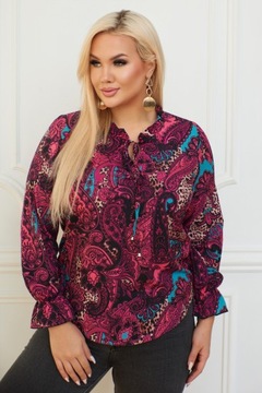 Bluzka Sandra z wiązaniem wzór łezka turecka kolor bordowy rozmiar 44