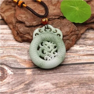 Natural White Green Chinese Jade Dragon Pendant Necklace Fashion Charm