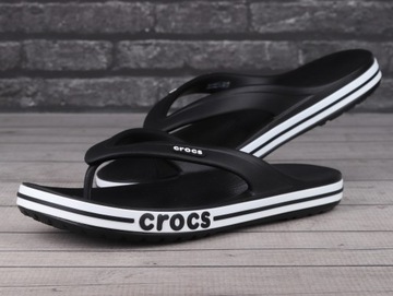 Klapki, japonki, męskie, Crocs BAYABAND FLIP BLACK WHITE