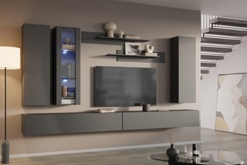 SZAFKA WISZĄCA RTV SZARY GRAFIT MDF DRZWI 160cm POINT TYPE-30 Meble-Craft