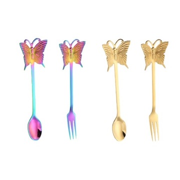 4PCS New Butterfly Tea-Spoon and fork Creative Bar Tableware Stainless