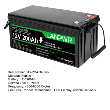 12V 200Ah 4000-8000 cykli Stabilna wydajność Mikroinwerter Bateria słoneczna