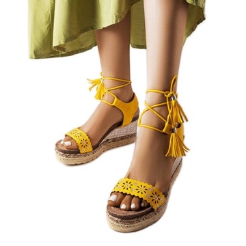 Sandały damskie Żółte espadryle na koturnie r.39