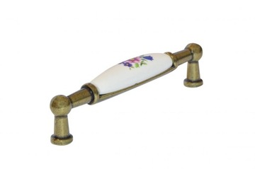 Uchwyt meblowy porcelana retro różowy kwiatek 96mm