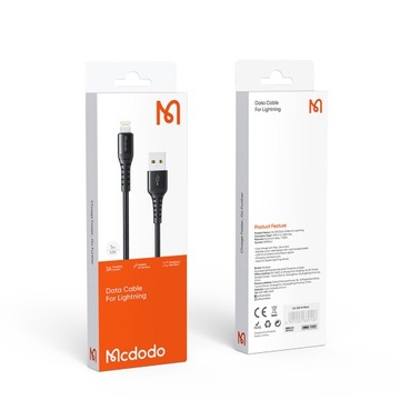 MCDODO КОРОТКИЙ USB-КАБЕЛЬ ДЛЯ БЫСТРОЙ ЗАРЯДКИ С МОЛНИЕЙ ДЛЯ IPHONE 13 14 20 СМ