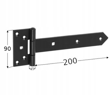 Zawias czarny bramowy okiennice ZB 200 200x45x90x3,0mm Domax 1 sztuka