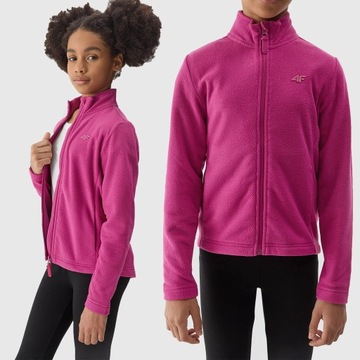 4F BLUZA POLAROWA DZIEWCZĘCA POLAR DZIECIĘCY ROZPINANY ZE STÓJKĄ SS24