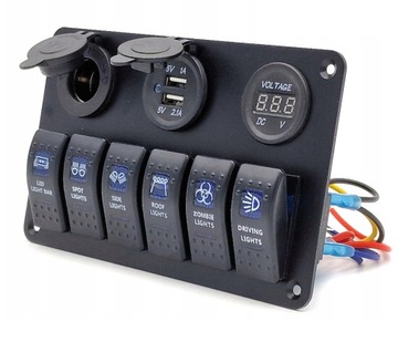 CARLING 6X PANEL WŁĄCZNIKÓW LED AKCESORIÓW GNIAZDO USB WOLTOMIERZ 12V
