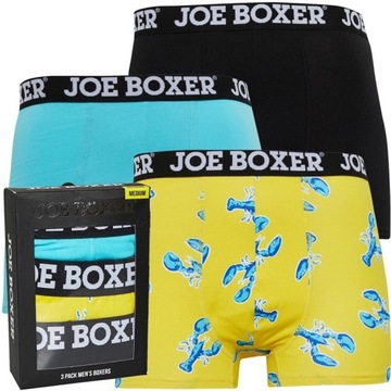JOE BOXER Bokserki męskie 3pack BJB2 dopasowane, kolorowe, kraby M