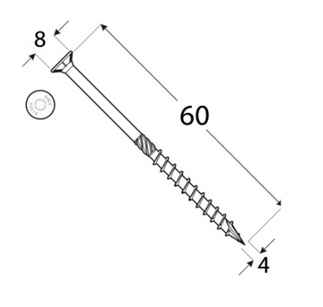 СТОЛЯРНЫЕ ВИНТЫ ПО ДЕРЕВУ CS 4x60 TORX С КОНТР-ГОЛОВКОЙ DOMAX 200 ШТ.