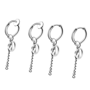 Długie wiszące kolczyki ze stali nierdzewnej Hip Hop Peace Hoop Studs Non Piecred
