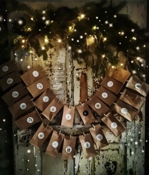 KALENDARZ ADWENTOWY-eko torebki klamerki naklejki