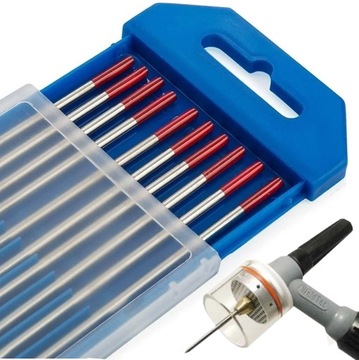 10x ELEKTRODA WOLFRAMOWA TIG 2.4 CZERWONA - 10 SZTUK elektrody WT20 175mm