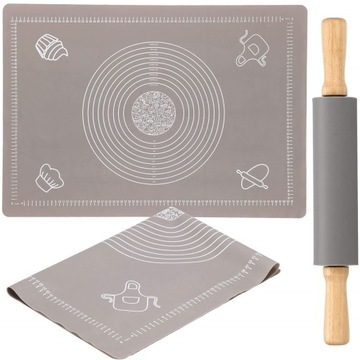 СИЛИКОНОВАЯ ДОСКА + РОЛИК 2в1 КУХОННЫЙ КОВРИК НАБОР СИЛИКОНОВЫХ ПОДКЛАДОК