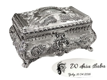 SZKATUŁKA POSREBRZANA W BAROKOWYM STYLU PREZENT NA 25 LAT ROCZNICĘ CHRZEst