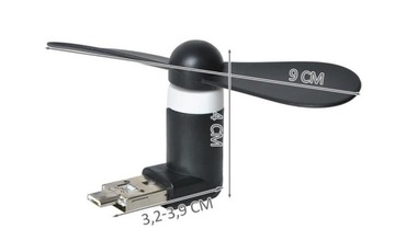Микровентилятор USB, черный — компактный, портативный, идеально подходит для офиса