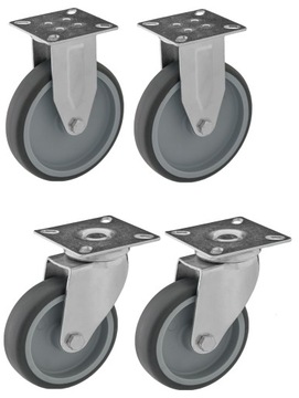 ZESTAW 4 SZT KOŁO 100mm SKRĘTNE STAŁE 360kg