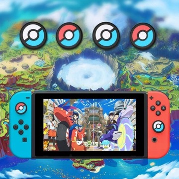 NAKŁADKI GRIPY GUMKI NA GRZYBKI JOY-CON DO NINTENDO SWITCH 4SZT POKEBALL