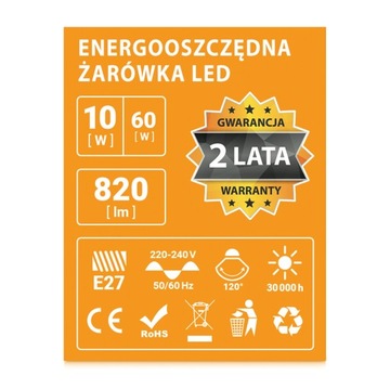 Żarówka LED E27 10W barwa neutralna