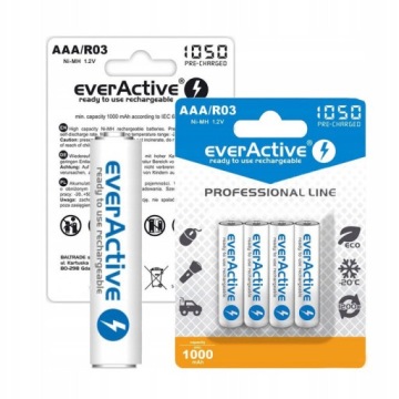 Аккумуляторные батареи (NiMH) Everactive AAA (R3) 1050 мАч 4 шт.