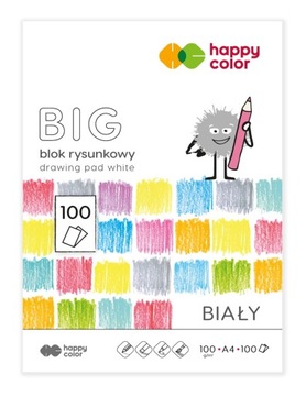 Blok rysunkowy biały BIG A4 100g 100 arkuszy Happy Color 100 kartek