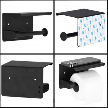 ДЕРЖАТЕЛЬ ДЛЯ ТУАЛЕТНОЙ БУМАГИ Вешалка для унитаза ЧЕРНАЯ СТАЛЬ МЕТАЛЛ LOFT С ПОЛКОЙ