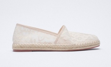 ZARA BEŻOWE ESPADRYLE BUTY JUTY KORONKOWE 38