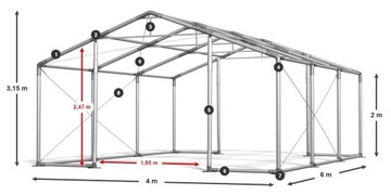 Namiot Budowlany 4x6m Hala Magazynowa DAS 620 WP