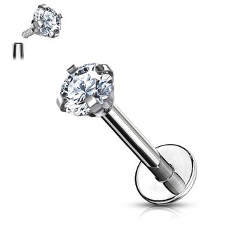 Пуссета для ушей Labret Crystal SS316L 1.2/8/3