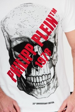 Philipp Plein Biały t-shirt z czaszką i logo r. L