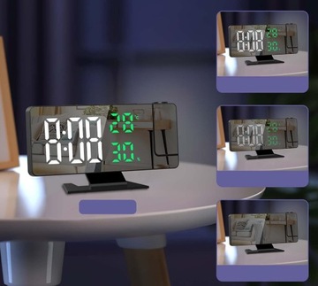Цифровой будильник, гигрометр, календарь, проектор времени, зеркало SNOOZE