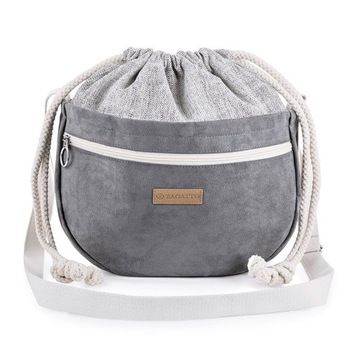 Torebka damska crossbody shopper torba worek na ramię pojemna szara ZAGATTO