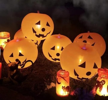 СВЕТОДИОДНЫЕ ШАРЫ ДЛЯ ХЭЛЛОУИНА 5 ШТ. СВЕТЯЩИЕСЯ ТЫКВЫ ОРАНЖЕВЫЕ УКРАШЕНИЯ