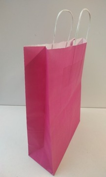 Torba torebka papierowa z uchwytem kraft 250x110x320 różowa 10szt.