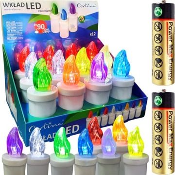 ZNICZ WKŁAD LED DO ZNICZY MINOR MIX KOLORÓW 90DNI + BATERIE RUCHOMY PŁOMIEŃ