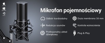 КОНДЕНСАТОРНЫЙ МИКРОФОН С ПОДСТАВКОЙ ДЛЯ ИГРОВ, НОВАЯ МОДЕЛЬ