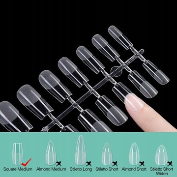 Квадратные прозрачные типсы 240шт.