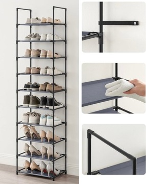 REGAŁ PÓŁKA ORGANIZER STOJAK SZAFKA NA BUTY SONGMICS SZARY!