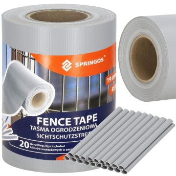 ЛЕНТА ДЛЯ ЗАБОРА 19х35м СЕРАЯ ПОКРЫТИЕ ДЛЯ ПАНЕЛЬНОГО ЗАБОРА ЗАБОРА + ЗАЖИМЫ