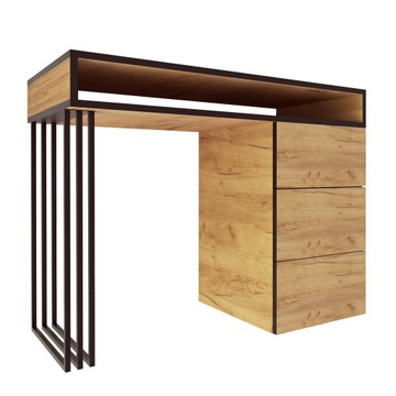 BIURKO INDUSTRIALNE TOALETKA LOFT LOFTOWA SYSTEM KLARA DĄB CRAFT ZŁOTY