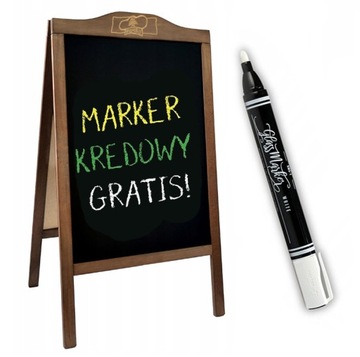 POTYKACZ REKLAMOWY STOJAK DREWNIANY GRAWER LOGO MARKER KREDOWY GRATIS