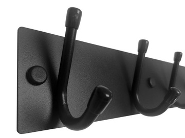 WIESZAK ŚCIENNY DO KUCHNI UCHWYT NA ŚCIERKI AKCESORIA 3 HAKI CZARNY METAL