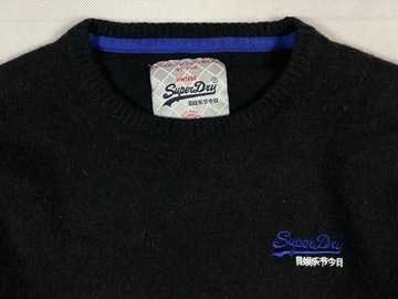 SuperDry Sweter Męski Czarny Logo Unikat Klasyk M